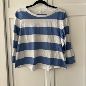 COS 100% Cotton Striped Top Blue White Loose Fit Size M